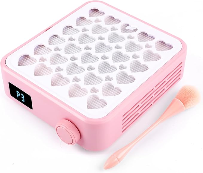 BQAN Nail Dust Collector Portable for Home & Salon - 4200RPM Vacuum with Reusable Filter, for Acrylic Drilling Dust Beginner Friendly Small Manicure Tool (Pink)