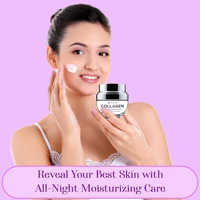 Collagen Night Face Moisturizer - Dermatologist Tested, Reduces Wrinkles & Fine Lines, Hydrating, Anti-Aging Cream, Cruelty-Free Korean Skin Care, All Skin Types - 1.69 oz