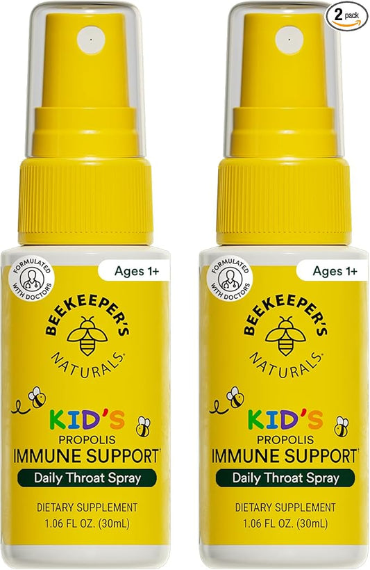 Beekeeper's Naturals Kids Propolis Throat Spray 95% Bee Propolis Extract - Natural Immune Support & Sore Throat Relief, Antioxidants & Gluten-Free, 1.06 oz (Pack of 2)