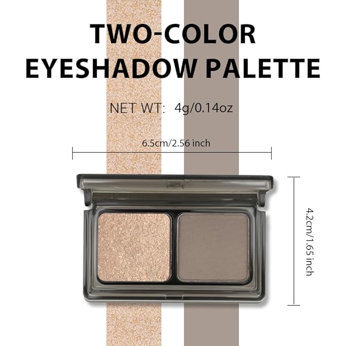 AMY'S DIARY 2 Color Taupe Brown Matte+Golden Champagne Shimmer Eyeshadow Palette – Shimmer matte Shades eye shadow for Eye Makeup, Long-Lasting & Highly Pigmented, Vegan & Cruelty-Free for woman