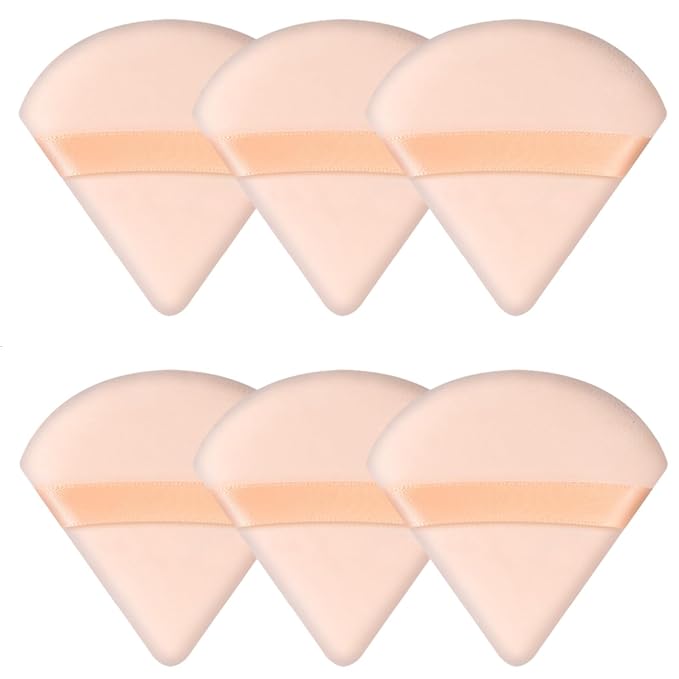 6 Pieces Triangle Powder Puff Soft Makeup Sponge Make Puff for Face Powder Cosmetic Foundation Sponge Makeup Tool Stocking Stuffers for Women (Flesh)