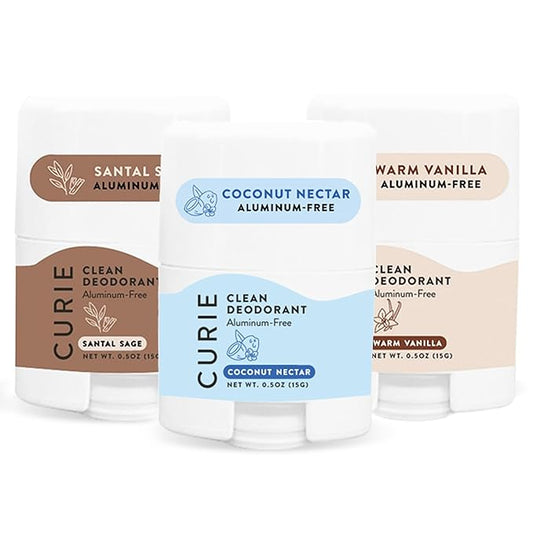 Curie Natural Deodorant Aluminum Free- Variety Pack Travel Size Deodorant for Women - Non Toxic, Paraben Free, Clean, Vegan (3 Pack)