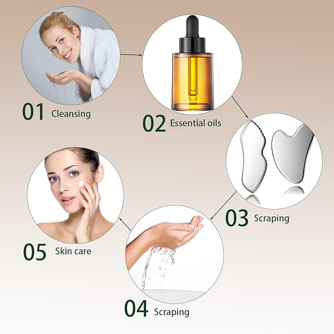 2Pcs gua sha facial tools stainless steel guasha set for face metal boby lymphatic drainage massage detailer gasha neck Gift for Women