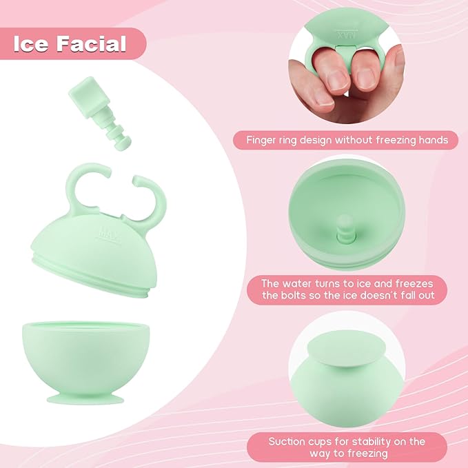 2 Pack Ice Face Roller Facial Gua Sha Tool Ice Roller for Face Beauty Gifts Ice Cube Roller Facial Ice Mold (Pink Green)