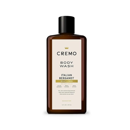 Cremo Body Wash Men, Notes of Italian Bergamot, Neroli Blossom, and Fresh Vetiver, Rich-Lathering Italian Bergamot, 16 Fl Oz