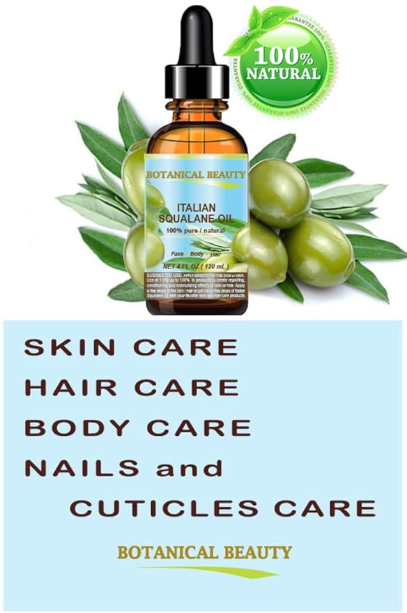 Botanical Beauty SQUALANE Italian Olive. 100% Pure/Natural/Undiluted Oil. 2 fl.oz- 60ml. 100% Ultra-Pure Moisturizer for Face, Body & Hair. Reliable 24/7 skincare protection