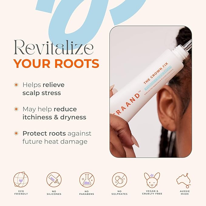 Crown Fix Dry Scalp Serum - Hydrating Serum for Hair Repair & Itchy Scalp Relief - Prebiotic Formula Moisturizes & Relieves Stress from Heat Styling - Vegan & Safe for Colored Hair (1.5 oz)