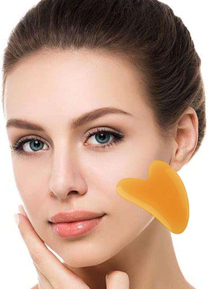 Body Gua Sha Tool Cellulite Guasha Tool for Body Large Body Massage Tools (Natural Resin) Lymphatic Drainage Tool Guasha Tool for Face，Back, Legs, Women's Body Shaping Tools (Orange)