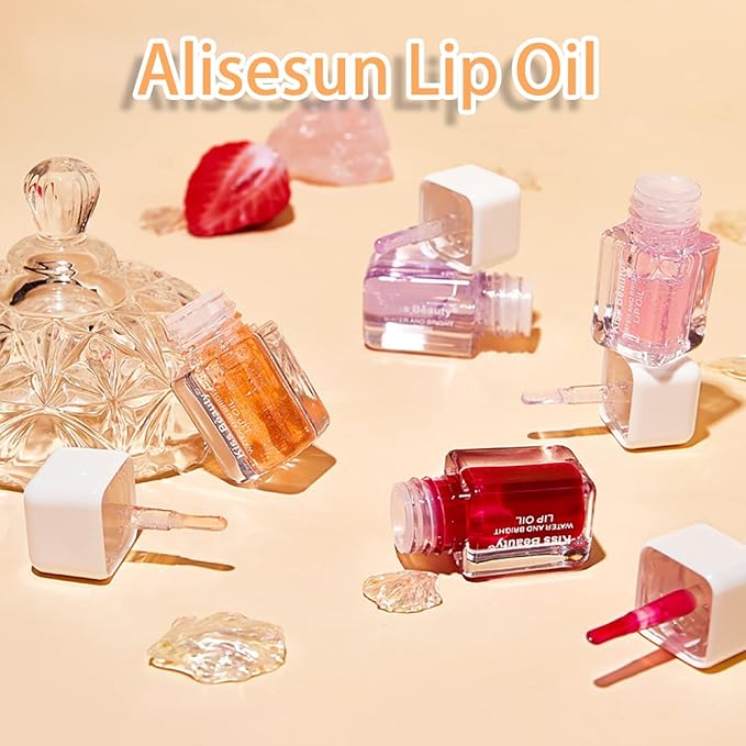 4-Piece Lip Oil & Gloss Kit - Hydrating, Plumping Lip Care with Pearl & Shimmer