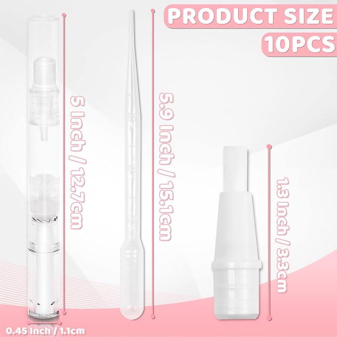 10 Pack 3ml Nail Oil Pen Refillable Transparent Twist Pens, Cuticle Oil Brush for Nails, Empty Nail Oil Pen with Brush Tip, Cuticle Oil Container (10)