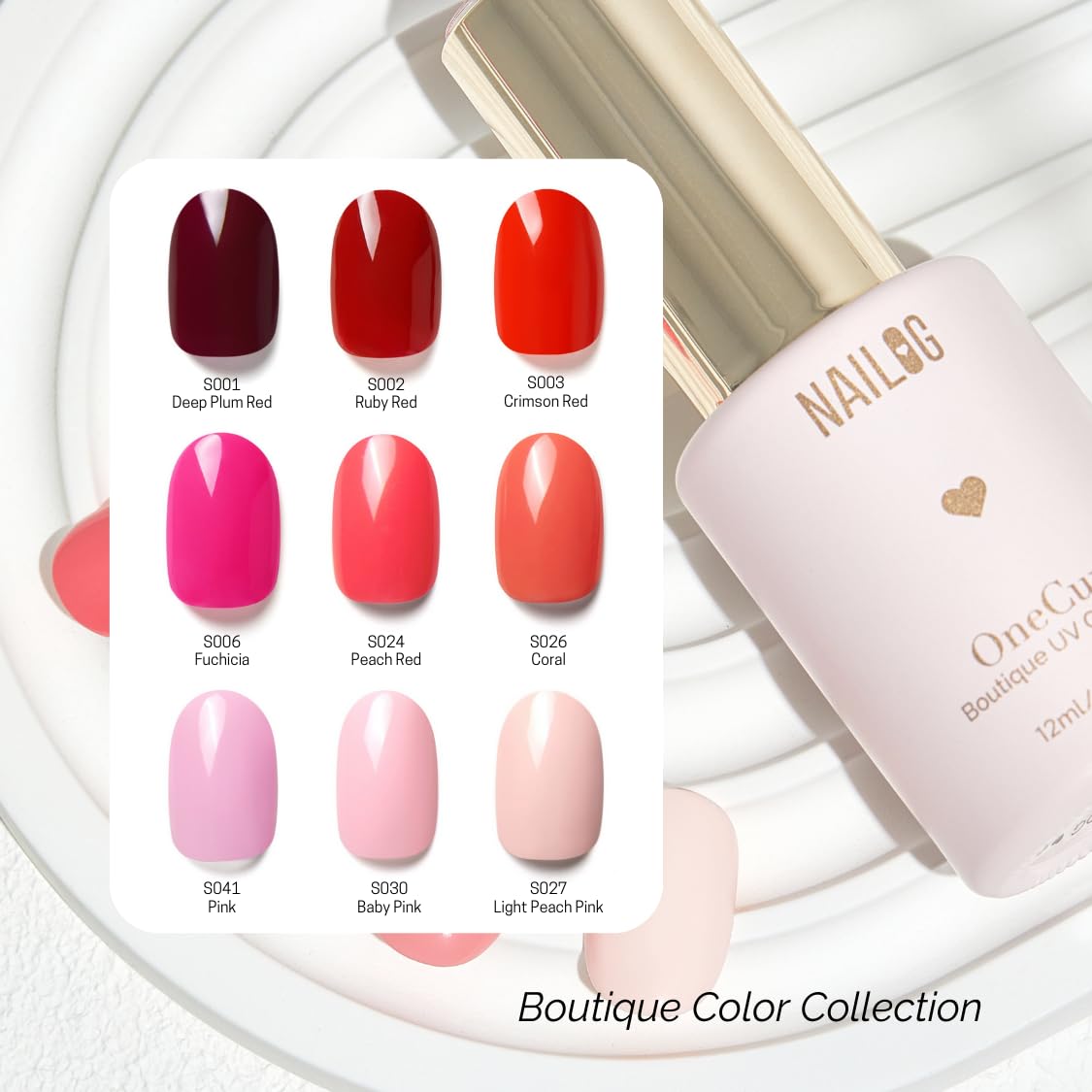 NAILOG One Step Light Pink Gel Nail Polish 12ml Top Coat Color Gel Base 3-In-1 Formula Soak Off UV Gel Polish for Home DIY & Gifting | Light Peach Pink