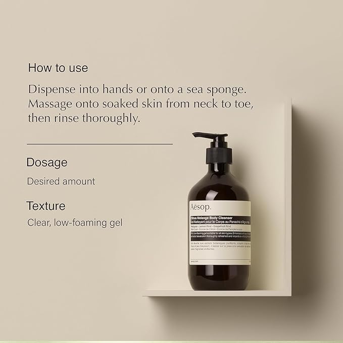 Aesop Citrus Melange Body Cleanser + Refill | Gentle Low-Foaming Gel Cleanser For Skin | Citrus Aroma with Botanical Extracts | 16.9 oz / 500 mL (Pack of 2)