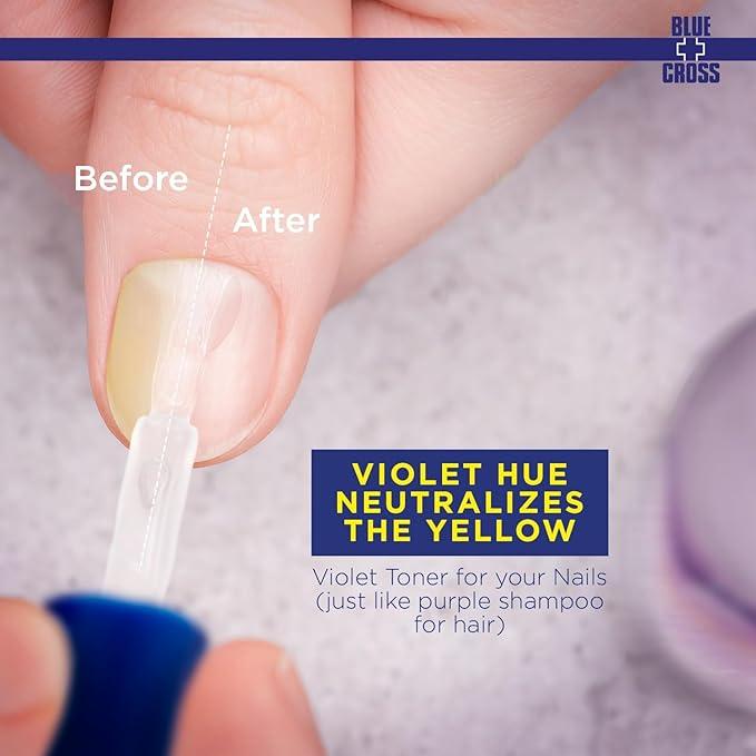 Blue Cross Professional Nail + Cuticle Care, Yellow-Neutralizing Basecoat, Purple Toner for Yellow Nails & Cuticle Remover Softener Gel, Eucalyptus/Tea Tree Scented, 2 Pack Bundle