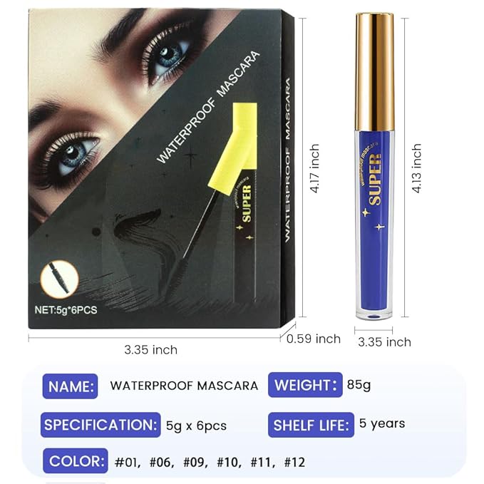 Colored Mascara for Eyelashes, Voluminous Colorful Mascara Set, Pink Blue Purple White Brown Black Lash Pack - Lengthening, Defining, Curling, Multiplying Formula, Cruelty-Free & Waterproof