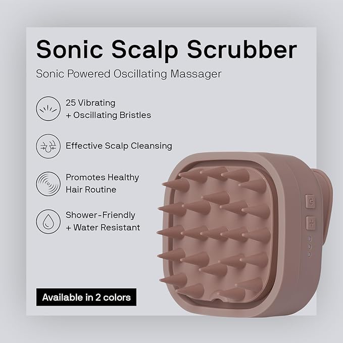 Black Wolf Sonic Scalp Scrubber, (Taupe) - Hair & Scalp Massager Brush with 3-Speed Oscillation - Rechargeable Scalp Care Comb with Soft Silicone Oscillating Bristles for Deep Clean & Exfoliation