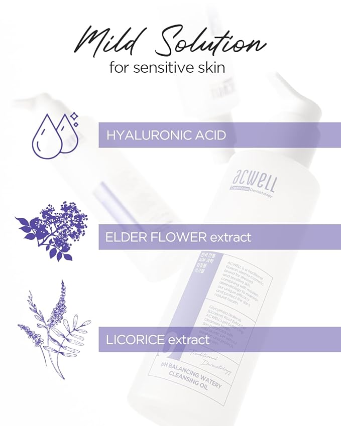 ACWELL pH Balancing Bubble-Free Hydrating Facial Cleansing Gel 5.4 fl.oz. - For Sensitive Skin, Hyaluronic Acid and Licorice Extracts, Non-foaming Cleanser for Skin Moisturization