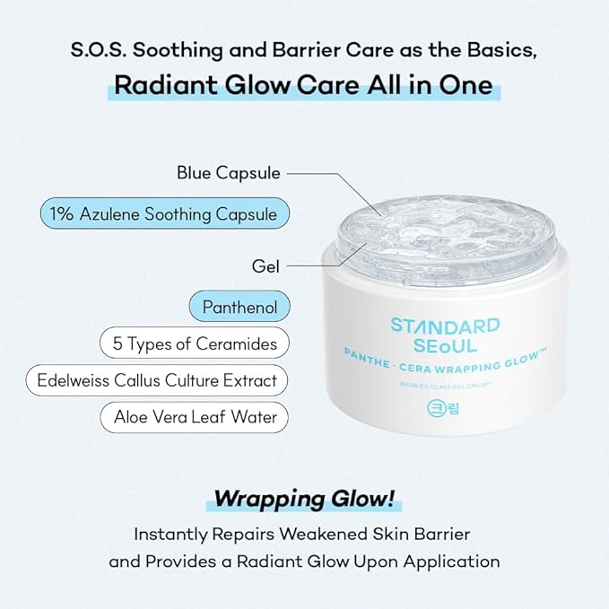BARRIER GLASS GEL Moisturizer, Korean Skincare, Soothing, Sensitive skin, Pantenol, Azulen Capsule & Ceramide, hydrating face cream, Barrier Repair Cream, Glow Skin, 50ml