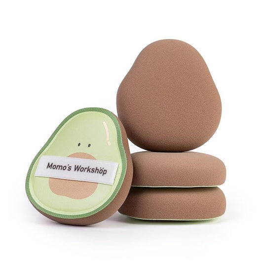 Avocado Makeup Sponge-Hydropolyurethane Foundation Sponge for Buildable Coverage, Dry&Wet Use with PU Leather Handle, Beauty Tool,2pcs Makeup Puffs With Storage Case