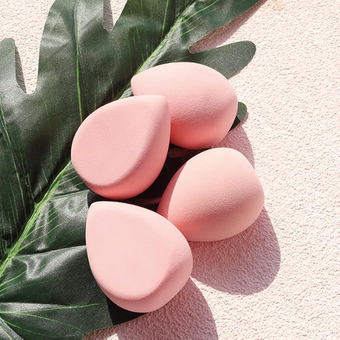 BEAKEY Flat Duo Makeup Sponge of 6, Super Soft 0 Latex Blending Sponge for Flawless Application - Liquid, Cream, Powder, Patented Design,Pink