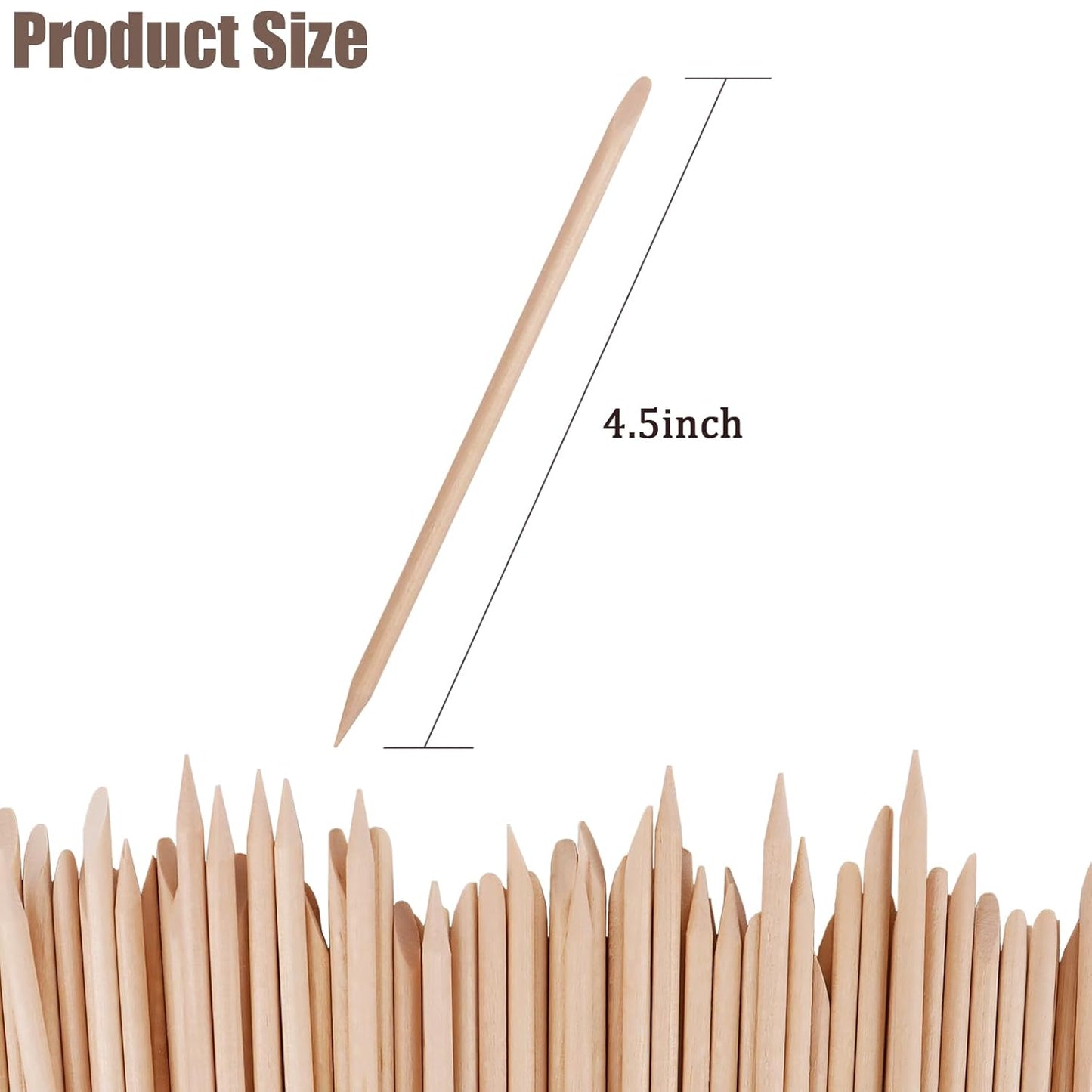 400 Pcs Orange Wood Stick, 4.5 Inch Wooden Cuticle Pusher Sticks for Nail, Manicure Pedicure Sticks for Nail Art