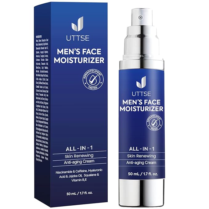 6-in-1 Face Cream for Men: Anti Aging & Wrinkle Cream for Men with Collagen, Hyaluronic Acid, Vitamins E & B, Shea Butter - Dark Spots Remover & Eye Bags Treatment - 1.7 oz.