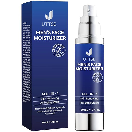 6-in-1 Face Cream for Men: Anti Aging & Wrinkle Cream for Men with Collagen, Hyaluronic Acid, Vitamins E & B, Shea Butter - Dark Spots Remover & Eye Bags Treatment - 1.7 oz.