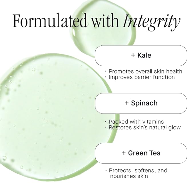 Brandefy Superfood Face Wash, Gentle & pH Balanced Cleanser w/Kale, Green Tea, Spinach, Vitamin C, E, K2- Softens & Nourishes Skin, Organic Facial Cleanser for All Skin Types (8 Fl Oz)