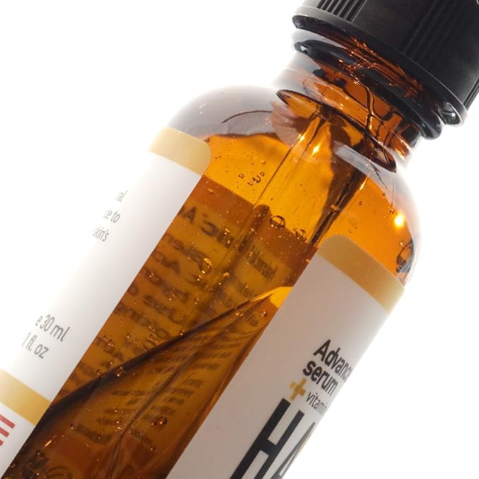 CLARA'S NEW YORK Glycolic Acid Facial Serum with Vitamin E for Exfoliating Smoothing Glowing Face Skin - Made in USA 30ml (1Fl/Oz) (Hyaluronic Acid 100)