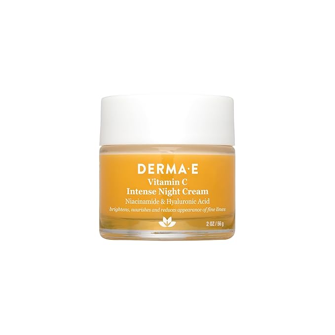 DERMA-E Vitamin C Intense Night Cream – Brightening and Hydrating Facial Skin Renewing Cream – Anti-Aging Overnight Facial Moisturizer, 2 oz