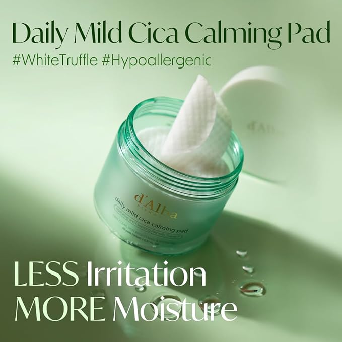 d'alba Piedmont Daily Mild Cica Calming Pad, Calming and Soothing Pads, Gentle Exfoliation