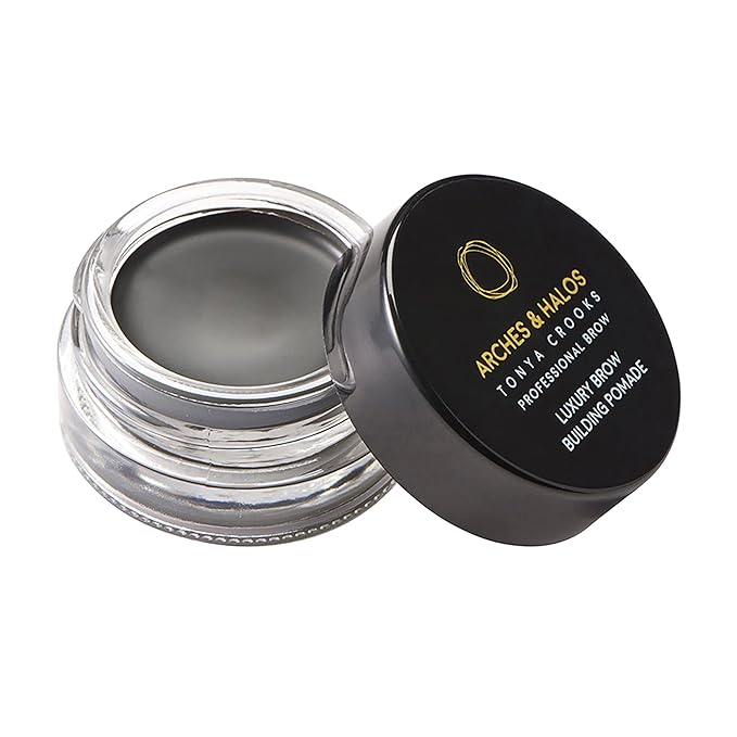 Arches and Halos Luxury Brow Building Pomade - Vegan Eyebrow Pomade - Creamy, Long Wearing Color for Clean, Defined Brows - Charcoal - 0.1 oz