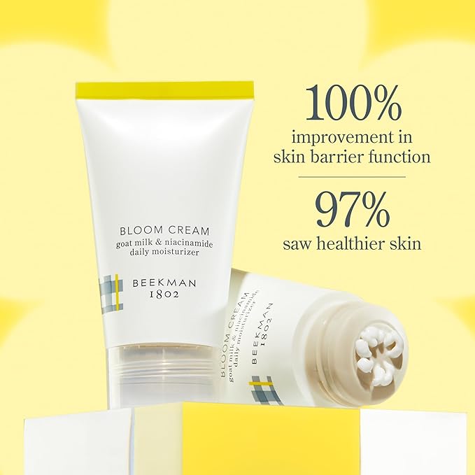Beekman 1802 Bloom Cream Goat Milk Face Moisturizer Tube, 1.69 fl. oz. - Lightweight, Gentle, Deeply Hydrating & Nourishes Skin Barrier - All Skin Types - Cruelty Free