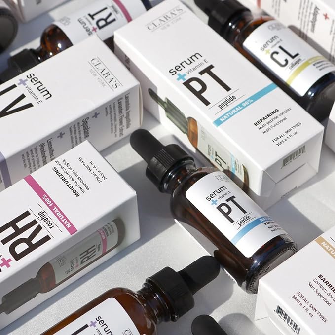 CLARA'S NEW YORK Glycolic Acid Facial Serum with Vitamin E for Exfoliating Smoothing Glowing Face Skin - Made in USA 30ml (1Fl/Oz) (Retinol)