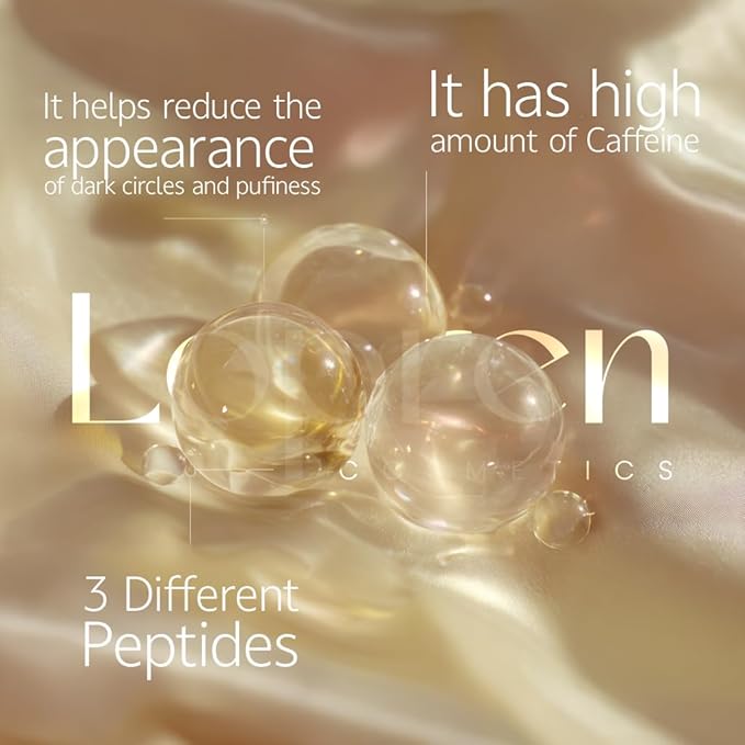 Caffeine Eye Serum for Dark Circles and Puffiness, Under Eye Treatment with Hyaluronic Acid, Peptides & Amino Acids, Fragrance-Free, Paraben-Free, Lightweight Formula, 1 Fl Oz