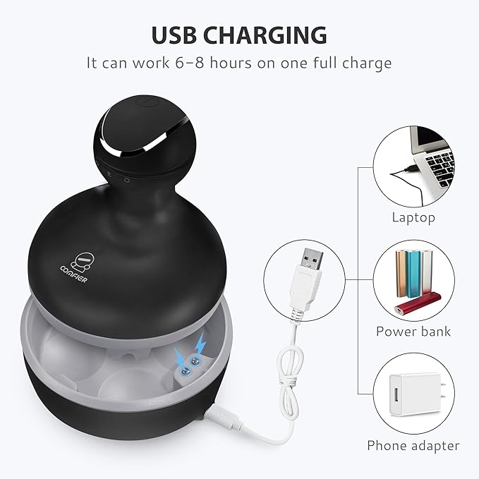 COMFIER Electric Scalp Massager Hair Growth, Cordless Head Massager Scalp Stress Relax, Waterproof Handheld Hair Scratcher with 84 Silicone Nodes, Gift for Men Women