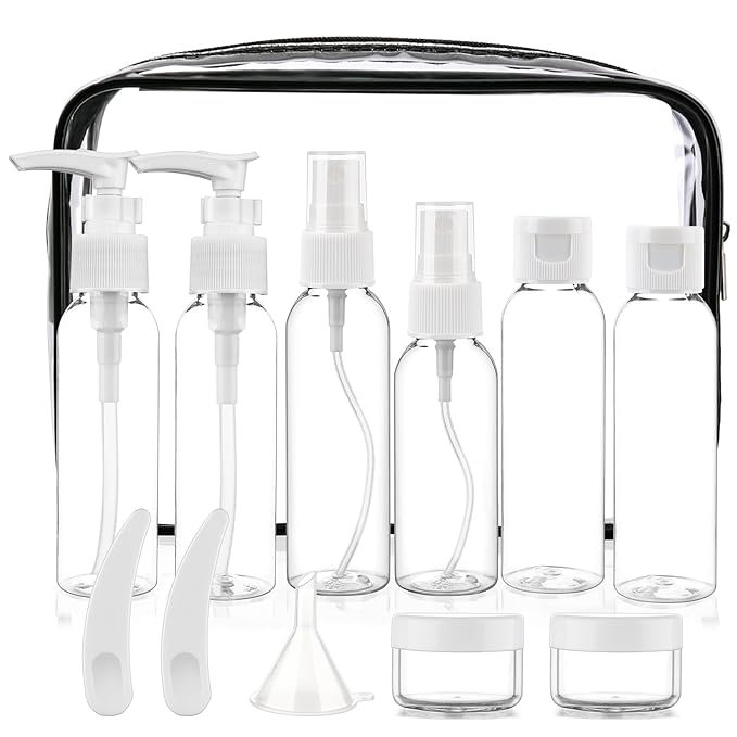 Cosywell Travel Size Bottles for Toiletries 13 Pack 2oz TSA Approved Toiletry Bottles Leak Proof Travel Kit for Women Shampoo Lotion Skincare Cosmetic Container Travel Essentials(White)