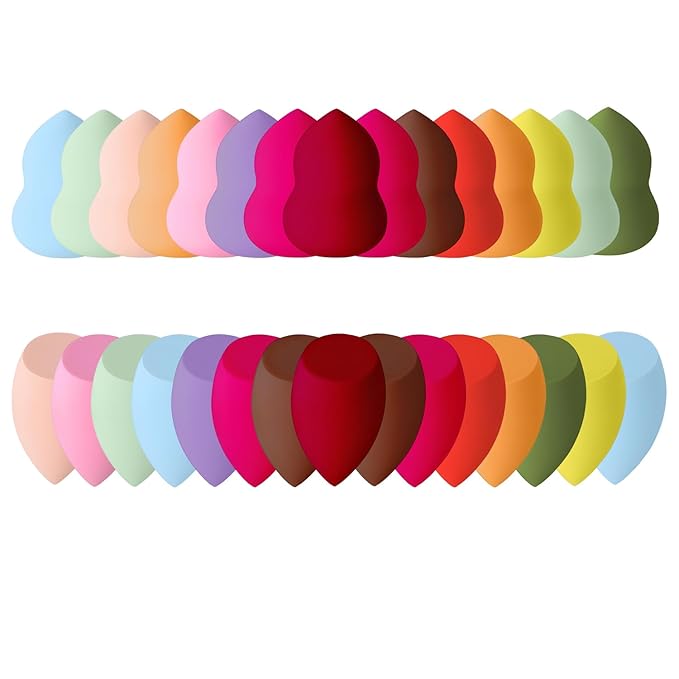 30-Piece Makeup Sponge Set -Makeup sponges without latex, Soft, Reusable & WashableMulti-Shape Beauty Sponges for Wet & Dry Use, Value Pack Makeup Blenders for Foundation & Concealer (30 packs)