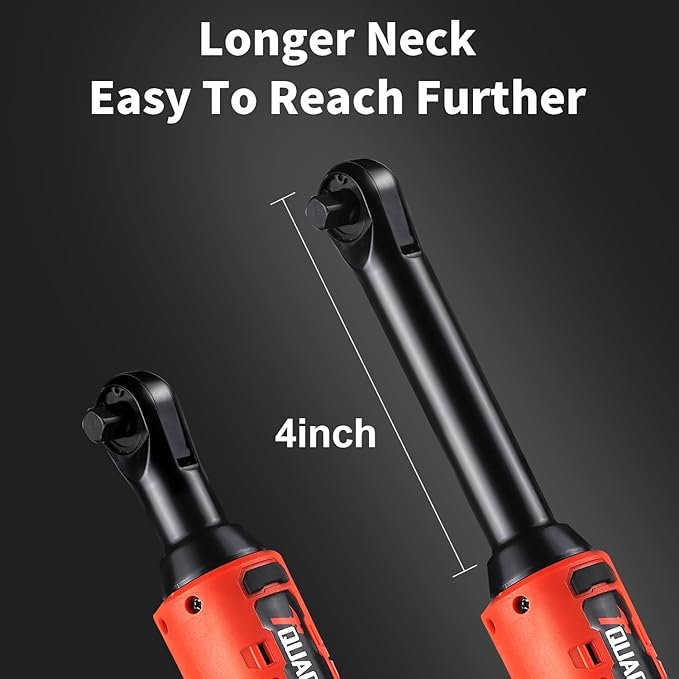 3/8" Cordless Electric Ratchet Wrench Set, 18V Power Ratchet Tool Kit With 2 Packs 2000mAh Battery And Charger, 45 FT-LBS Battery Powered Extended Wrench with LED Lights