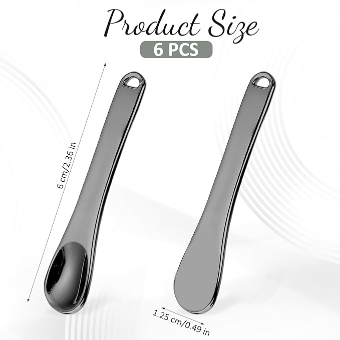 6PCS Mini Metal Makeup Spatula Cosmetic Spoon Tool Reusable Cosmetic Cream Spatulas Skincare Scoop Applicator Facial Massage Beauty Tools for Mixing and Sampling Face Eye Cream Lotions Moisturizers
