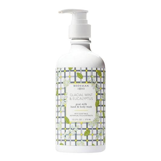 Beekman 1802 Goat Milk Hand Wash, Glacial Mint & Eucalyptus - Scented - 12.5 oz - Cleanses, Softens & Nourishes Skin - Good for Sensitive Skin - Cruelty Free - Ready For Use, Pump Inserted