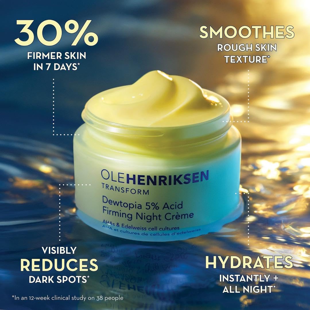 Ole Henriksen Dewtopia Firming Night Cream with AHA and Edelweiss Full Size 50ml 1.7 Fluid Ounces