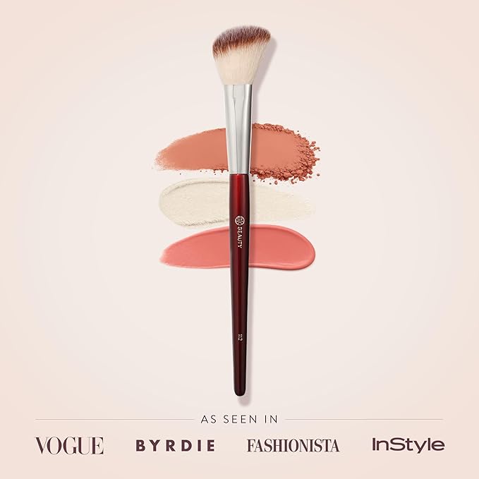 BK BEAUTY 112 SMALL ANGLED FACE BRUSH – Precise Angled Blush Brush for Soft, Natural Blend, Ideal for Blush on Smaller Faces & Highlighting