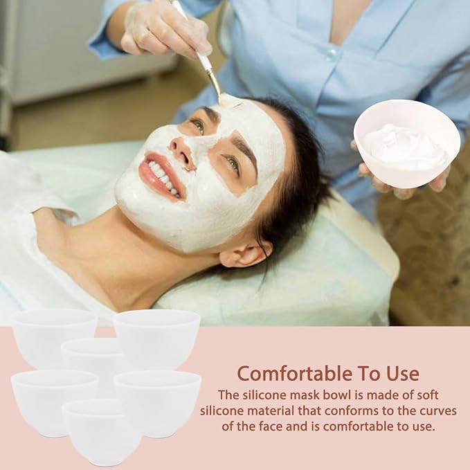 6 Piece Silicone Mixing Bowl Set, 3.93-Inch Microwaveable Silicone Bowls, Facial Bowls for Aestheticians, for Facial Masks, Mud Masks and Other Skin Care Products