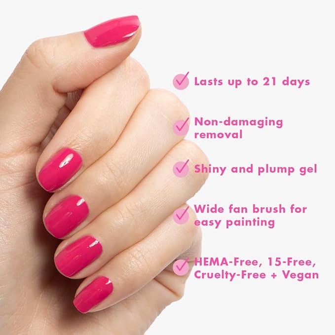 Olive & June Bestsellers Gel Polish Set | UV LED Nail Lamp Needed | Includes 6 Shades (HD, KMC, Pink Goldfish, Icing Is The Best Part, Prom, XOXO) + Gel Top Coat & Base Coat & Peel-Off Base HEMA-Free