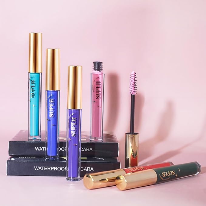 Colored Mascara for Eyelashes, Voluminous Colorful Mascara Set, Pink Purple Blue Green Red Teal Lash Pack - Lengthening, Defining, Curling, Multiplying Formula, Cruelty-Free & Waterproof