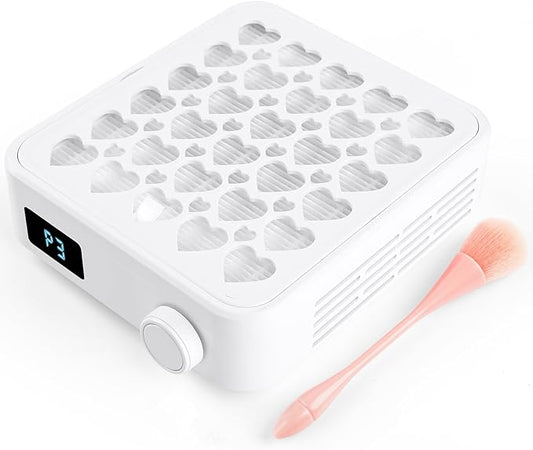 BQAN Nail Dust Collector Portable for Home & Salon - 4200RPM Vacuum with Reusable Filter, for Acrylic Drilling Dust Beginner Friendly Small Manicure Tool (White)