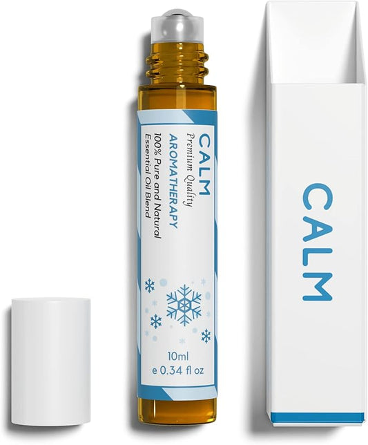 Benatu Calm Essential Oil Roll On Blend (with Ginger, Patchouli, Lemon Oil), Travel Size Relaxing Roller for Body Topical Massage, Natural Scent Aromatherapy Gift for Women & Men 10ml