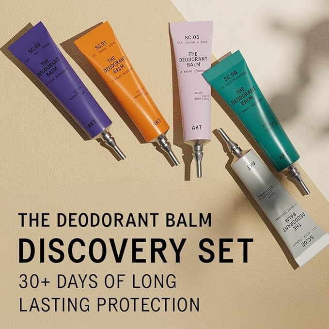 AKT Mini Deodorant Balms Discovery Set, Pack of 5 x 0.16 Fl Oz, Natural Deodorants for Men and Women, Award-Winning, Multi-use, Cream Deo Without Aluminum, Plastic Free, All Genders