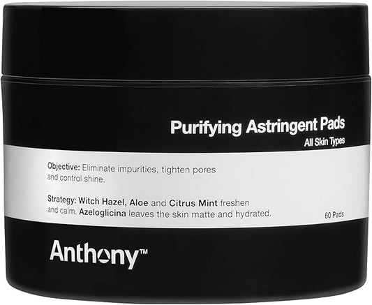 Anthony Witch Hazel Pads Pore Cleaner: 60 Count, Purifying Astringent Cleansing Toner Pads – Aloe Vera, and Citrus Mint, Eliminate Impurities, Minimize Pores and Control Shine