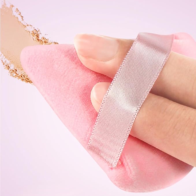 24 Pieces Powder Puff, Triangle Makeup Puff Cotton Powder Face Washable Body Powder Puff for Loose Powder Body Cosmetic Foundation Sponge Makeup Tool (12DP12LP)